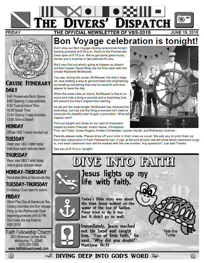 VBS 2015 Friday Newsletter