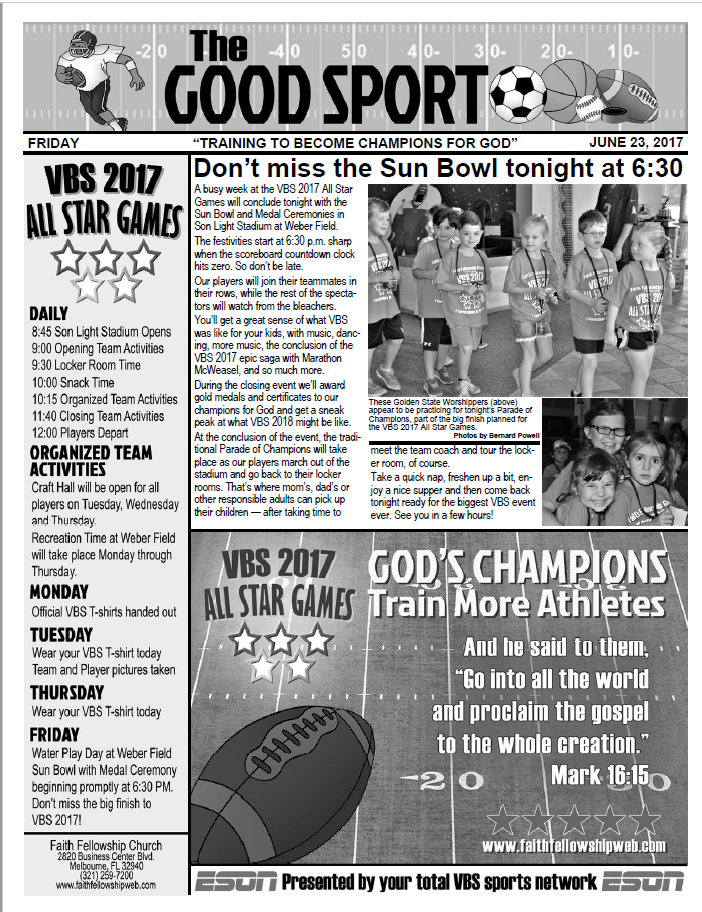 VBS 2017 Friday Newsletter