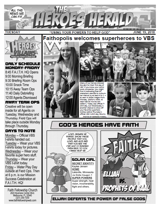 VBS 2018 Tuesday Newsletter
